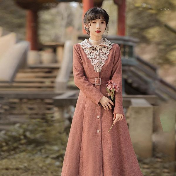 

2020 winter new woolen coat female retro chinese style cashmere overcoat women belted single breasted thickened long jacket1, Black