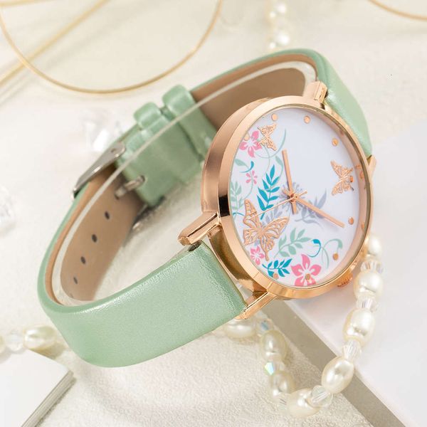 

personalized flowers style and art plants color youth painting butterfly love lady wrist dress up lightweight quartz watch 202187fl, Slivery;brown
