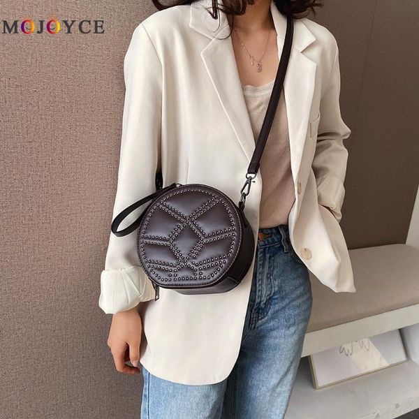 

round fashion women shoulder crossbody bags rivet purse messenger handbags