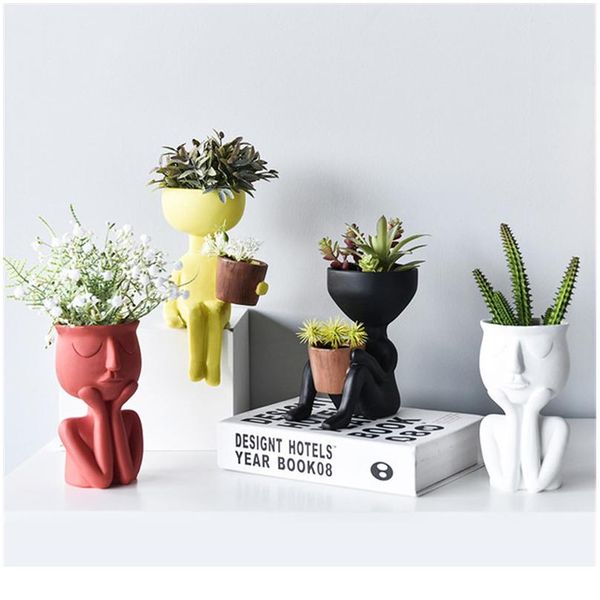 

creative art portrait sculpture vase flower pot garden storage abstract character succulents plant pot micro landsca bbyije