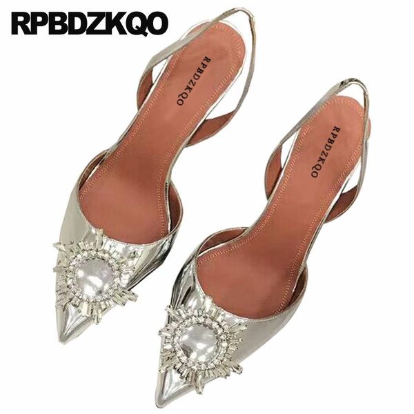 

dress shoes scarpin rhinestone 8cm pointed toe women high heels silver diamond slingback ladies pumps female crystal stiletto thin, Black
