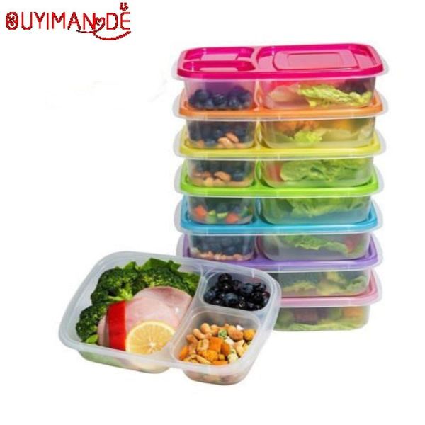 

2019 new lunch box independent lattice meal prep food containers childrens plastic lunch box lids reusable microwavable bbyzpt packing2010