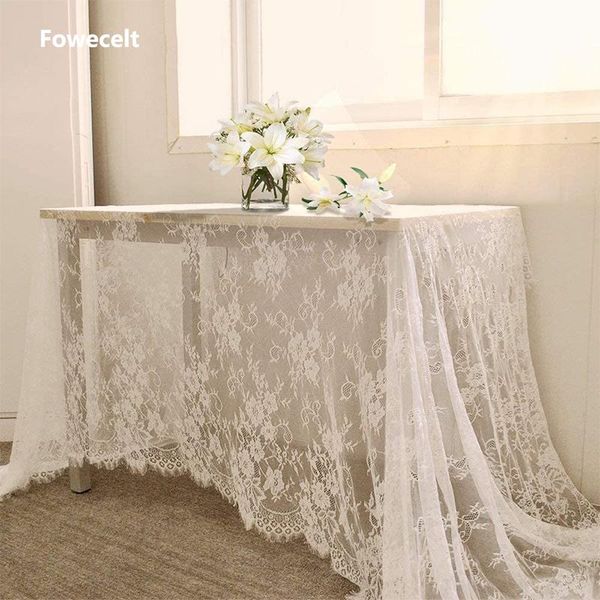 

table cloth fowecelt 2021 white wedding party decorations lace rectangular for home and kitchen 150x300cm cover