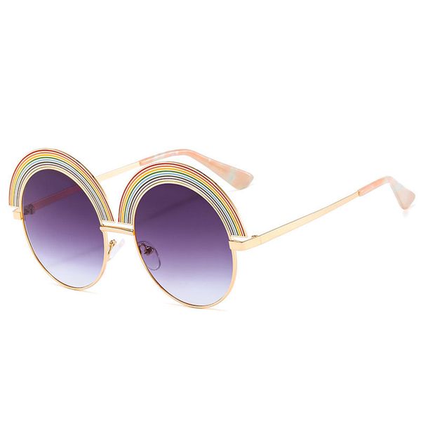 

metal rainbow large frame round frame sunglasses individual colorful fashion women sun glasses oversized shade 6 colors wholesale, White;black