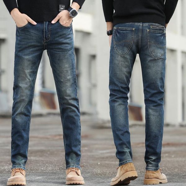 

ripped jeans for men straight light gray black stretch slim leg streetwear distressed moto biker jeans male denim pants hip hop, Blue