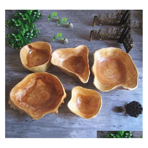 

creative wooden bowl large dried fruit plate multi-grain candy dish grid wood root carving tray household mi sqcwxt ppshop01