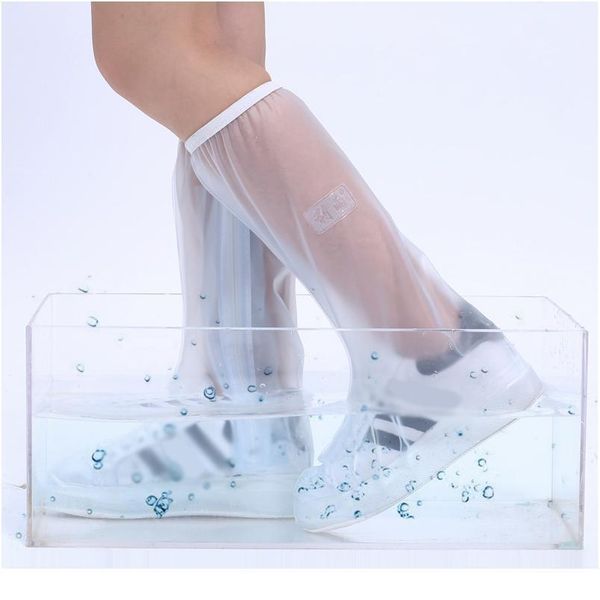 

practical long tube waterproof shoe cover waterproof relectors rain boots black reusable men women outdoor thick wear ra bbybpm