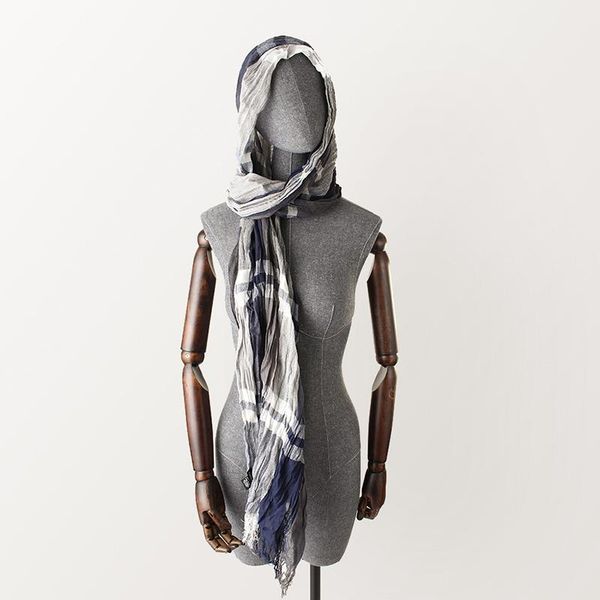 

scarves 2021 arrived tartan plaid cotton linen women men thin light classical check scarf neck warmer headband shawl bufanda, Blue;gray