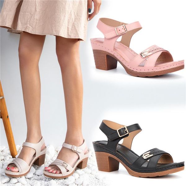 

sandals women's high-heeled buckle thick-soled platform shoes shine fashionable and gorgeous party trend, Black