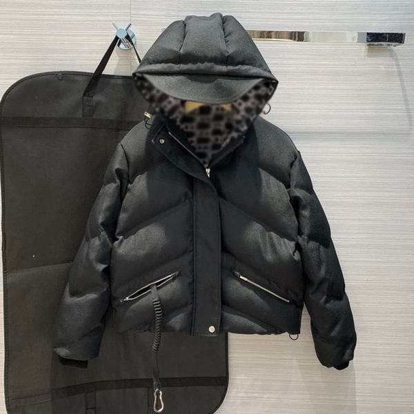 

2021 new venda quente inverno nova moda capuz pato branco para baixo outerwear feminino forro corrente impresso engrossar quente 5u04, Black