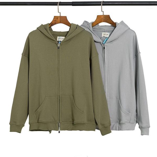 

zipper hoodie men women green grey terry jack coat with original bag1, Gray