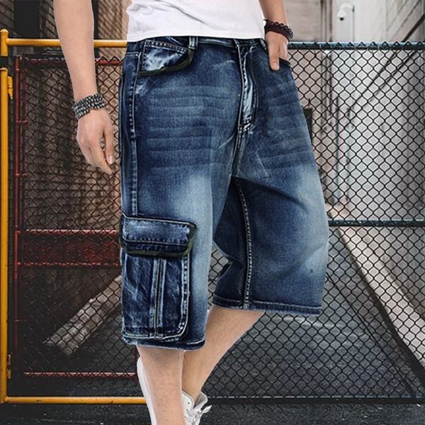 

mjartoria new 2020 men's jean ample hip hop skateboard jean court men's fashion pants large pocket pants, Blue;black