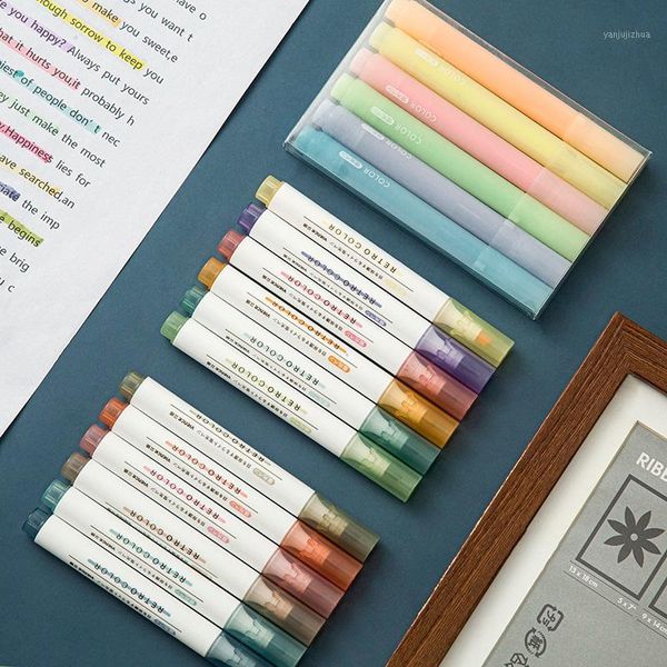 

andstal 18 colors jumbo highlighter pen retro morandi pastel fluo 6/12/18 pcs fluorescent color for school marker set1, Black;red