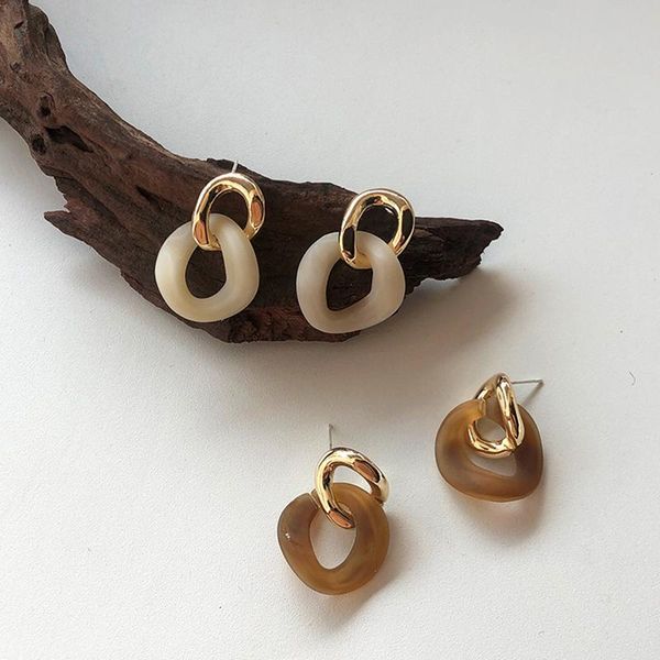 

aensoa fashion korean irregular resin acrylic earrings personality twisted metarl geometric earrings party jewelry, Silver