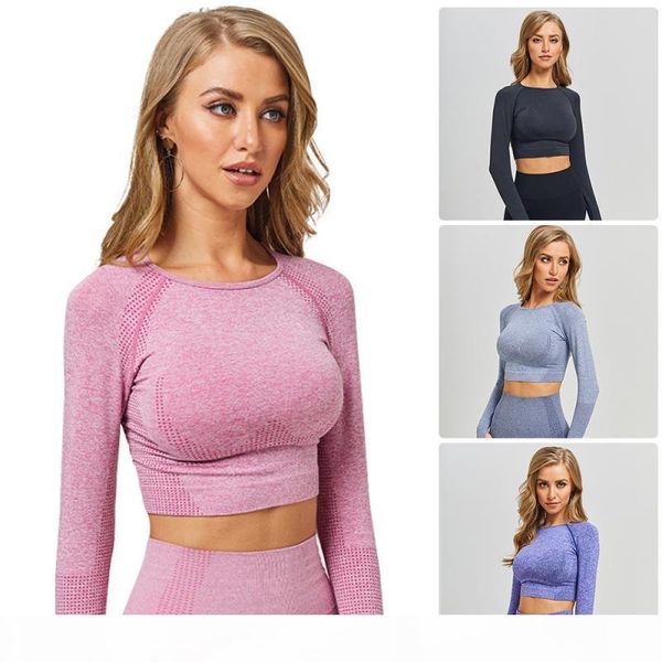 

qualitywomen fitness long sleeve yoga clothes small little jacquard seamless long sleeve tracksuit