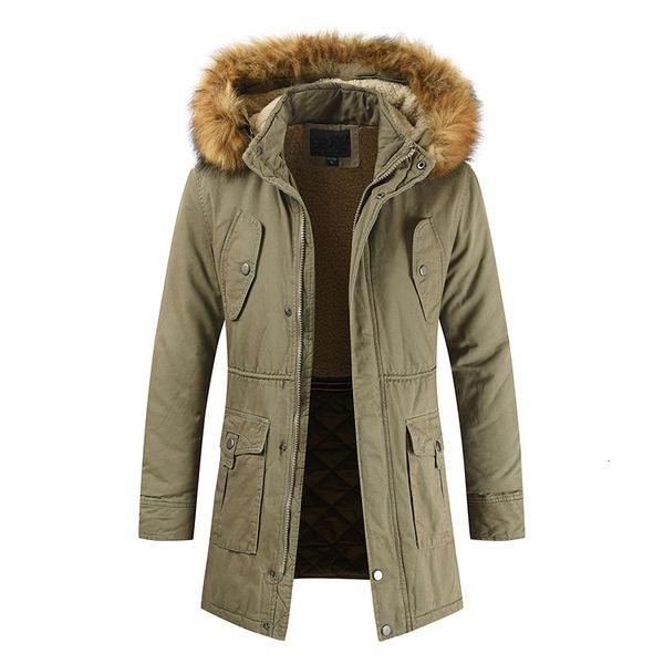 

2021 winter jacket men hooded padded jacket male hooded coat fur hood warm trench tactical bomber army parka l-3xl, Black