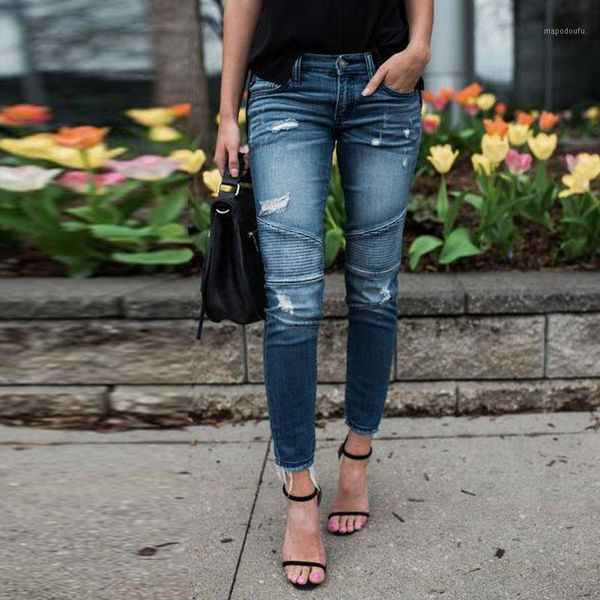 

black blue motorcycle biker zipjeans women's slim mid high waist stretch denim skinny pants motor jeans women jeans mujer 20201