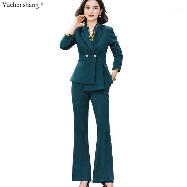 

black green apricot women elegant pant suit 2 piece set suit ruffle blazer jacket and pant for office lady work wear1, White;black