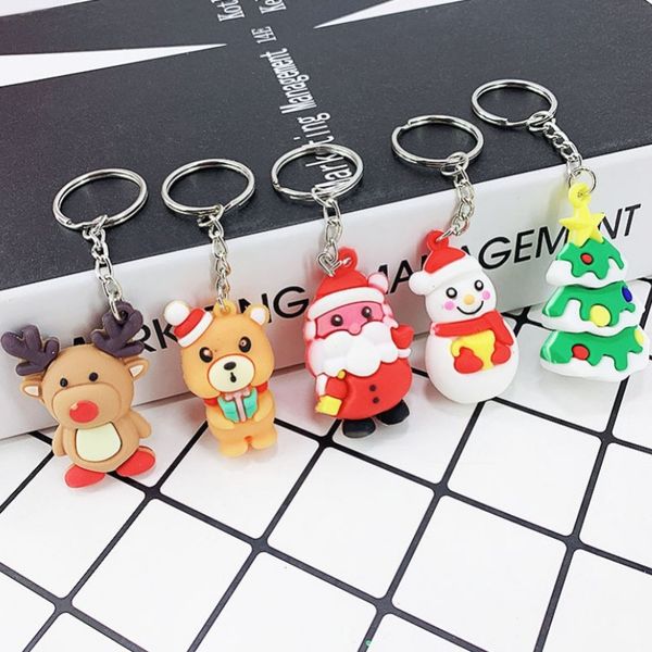 Designer Christmas Chaveiro Anel Resina Keychains Chaveiros Presentes Personalizados para Homens Mulheres Meninas Meninas Natal Baubles Gnomes Decorações