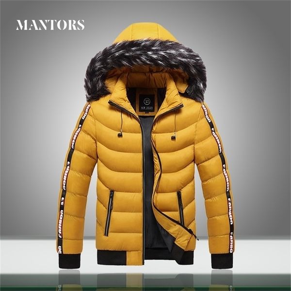 

winter men hooded parka jackets fur collar new brand men's warm thick windproof down jacket removable casual outwear coats 201114, Black