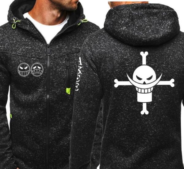 

men's hoodies & sweatshirts anime one piece white beard portgas d ace hooded sweatshirt cosplay fleece hoodie costumes mens skull print, Black