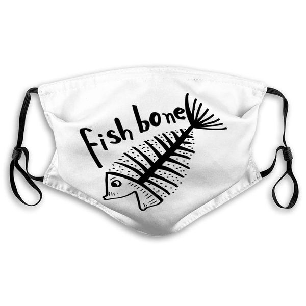 

fish bone skeleton poster logo black wh mouth mask face mask for men and women