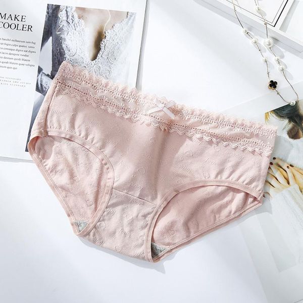 

summer new style pure cotton women's underwear pure color lace briefs women's simple and comfortable underwear1, Black;pink