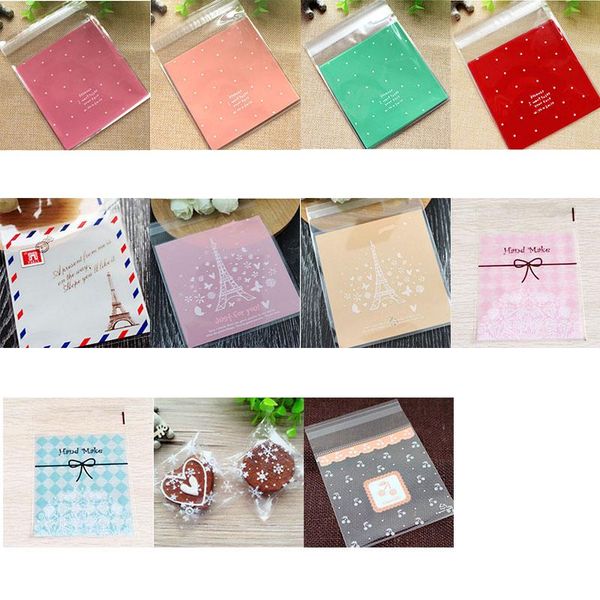 

100pcs snack bags cookie plastic cute package for clear supplies baking party candy pink gift biscuit 10x10cm cellophane wmtvws loveshop01