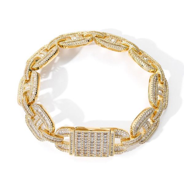 

miami 16mm big box clasp cuban link bracelet 2 colors iced out baguette zircon men hip hop jewelry h bbymcs, Silver
