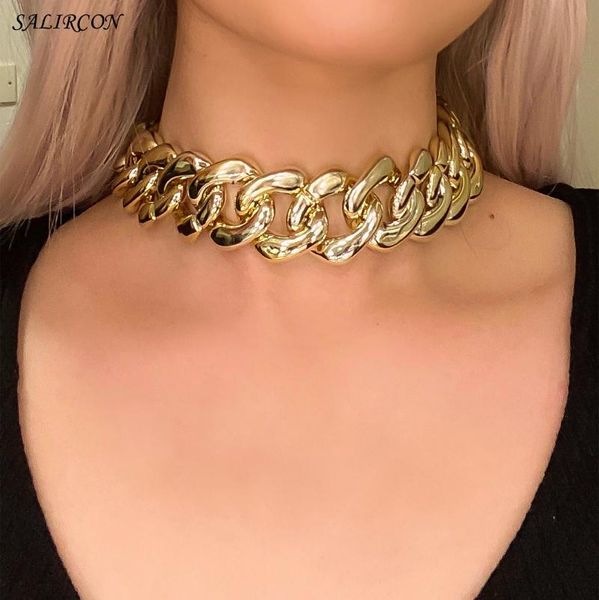 

Salircon Steampunk Chunky Choker Necklace for Women Men Punk Thick Neck Chains Necklace Goth Vintage Jewelry Gift 2021 Trend, Silver