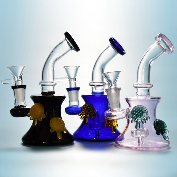 Os mais recentes Pipes Heady Mini vidro de água Bongs Showerhead Perc Oil Dab Rigs Bent Água Tipo 14 milímetros Feminino conjunta com a bacia cachimbo Bongs HD12