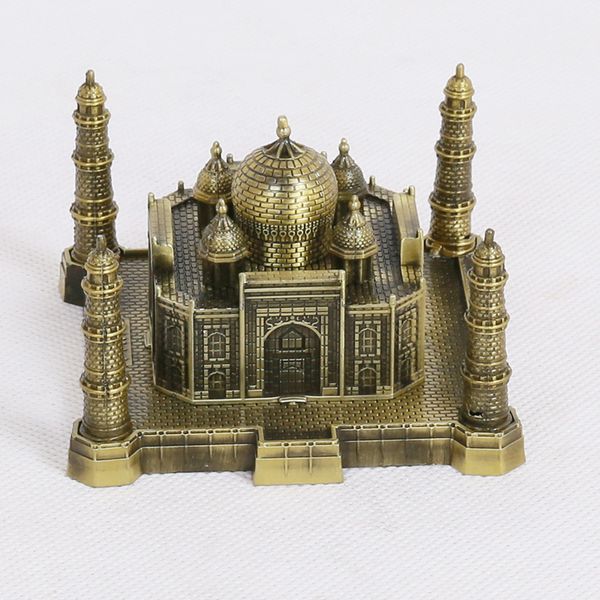 Emarkova Metal Taj Mahal Статуя статуи Всемирно известное знаменательное здание модель офис настольный декор сувенирный подарок 201201