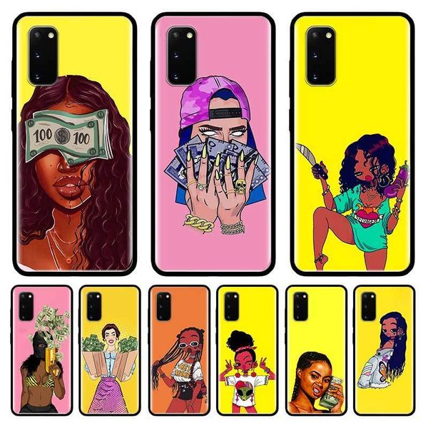 

cash head girl fundas case for samsung galaxy s10 s20 ultra s9 s8 plus s7 note 20 9 10 lite cubre black tpu mobile coque