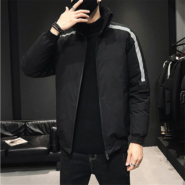 

winter new men's jacket down stand collar jacket america european loose thick windbreaker fashion new arrival streetwear coat, Black