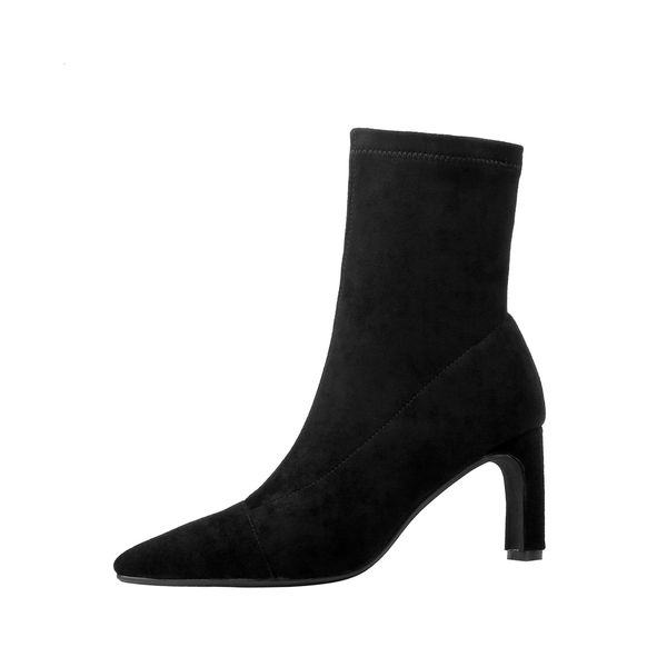 

women's high-heeled 2021 densely pointed to shoes boots 1 v6rv, Black
