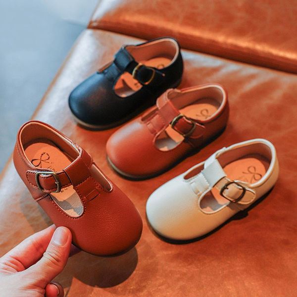 

flat shoes kids girls leather white black children party dress little baby casual sneaker sz256, Black;grey
