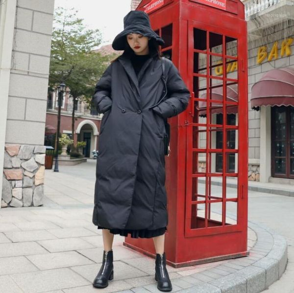 

2019 korean new fashion winter women's black long coat women parka plus size women winter clothes coat coats female1
