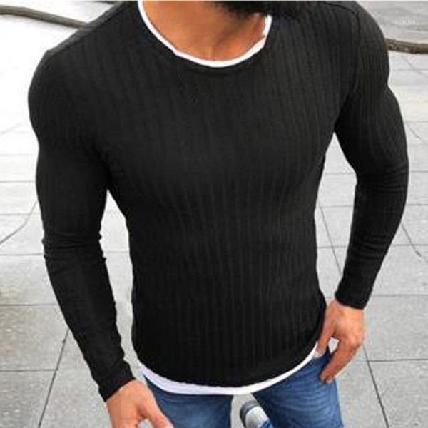 

men casual round neck pullover sweater male fashion slim solid color long sleeve autumn winter warm1, White;black