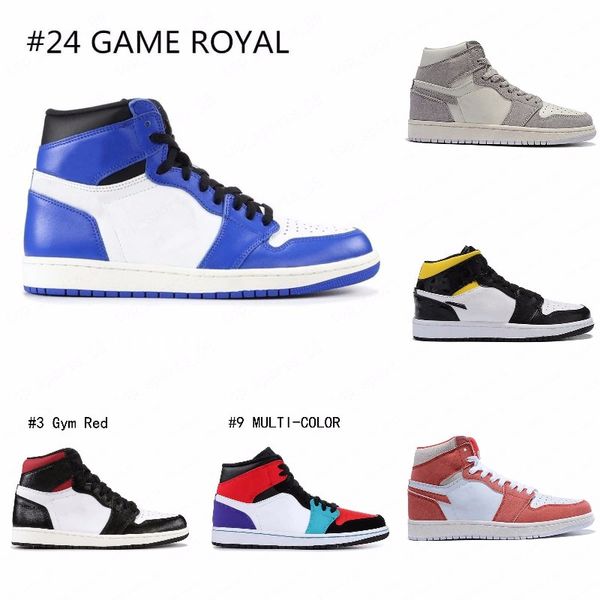 

new basketball shoes jumpman 1 1s og high pine green black court purple royal bred toe nc obsidian unc game basketball sneakers j#09-095new