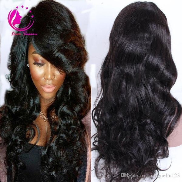 

brazilian human hair full lace wig with baby hair glueless loose wave wavy lace frontal wig natural hairline for black woman 130% density, Black;brown