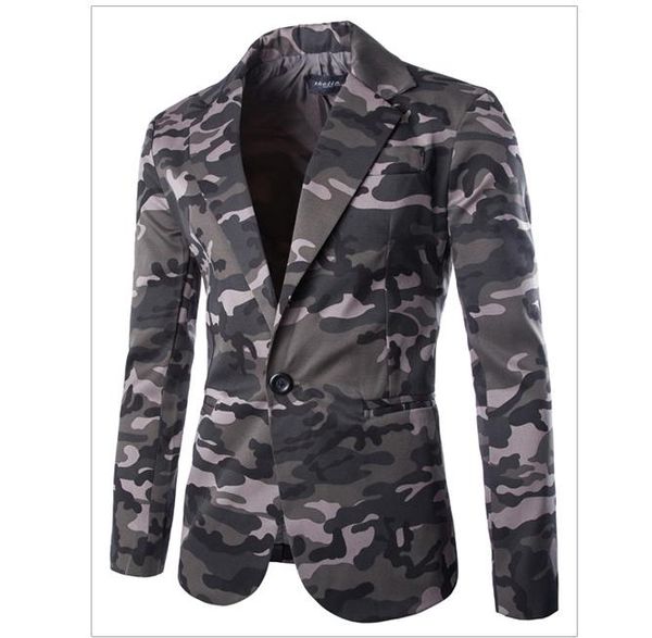 

2021 slim long sleeve lapel neck single breasted mens blazers camouflage print casual winter male clothing, White;black