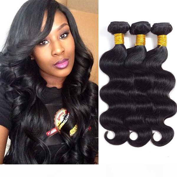 

malaysian body wave hair 3 4 5 pcs a lot peruvian brazilian virgin wet and wary hair weave bundles human hair extensions, Black