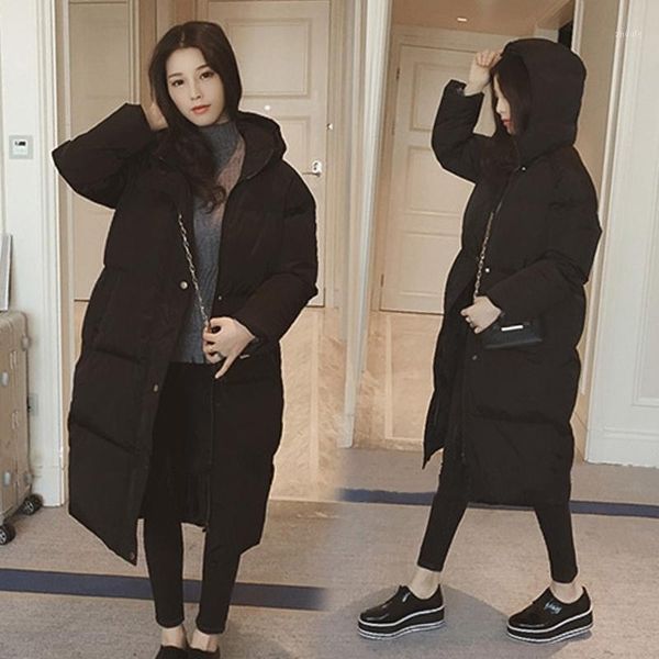 

loose coat woman new lovers ins cotton-padded jacket student long cotton thickening down cotton-padded clothes bread serve1, Tan;black