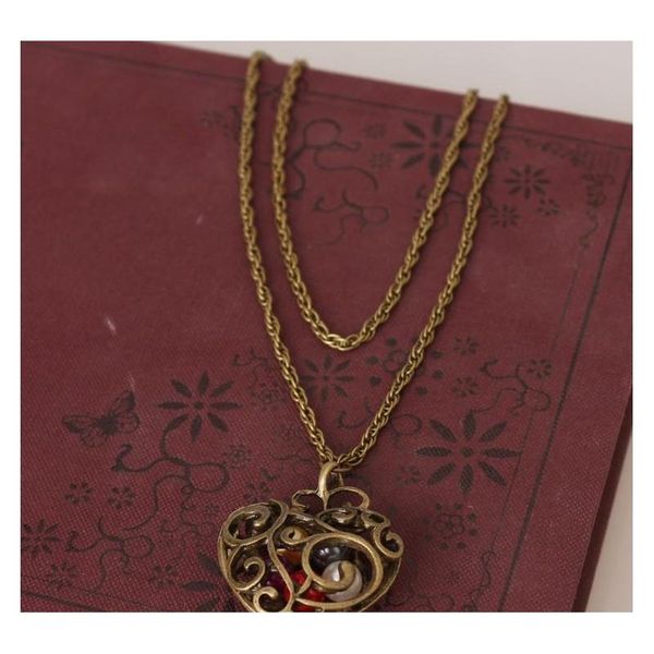 

explosive jewelry boutique retro hollow peach heart carved colorful beads necklace sweater chain sqcobm dh_seller2010, Silver