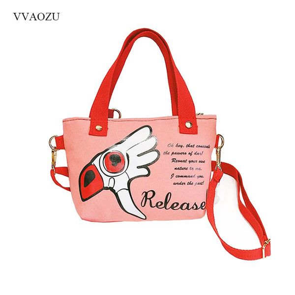 

card captor cardcaptor women messenger bags handbags ladies canvas cartoon shoulder crossbody bags small female phone handbag
