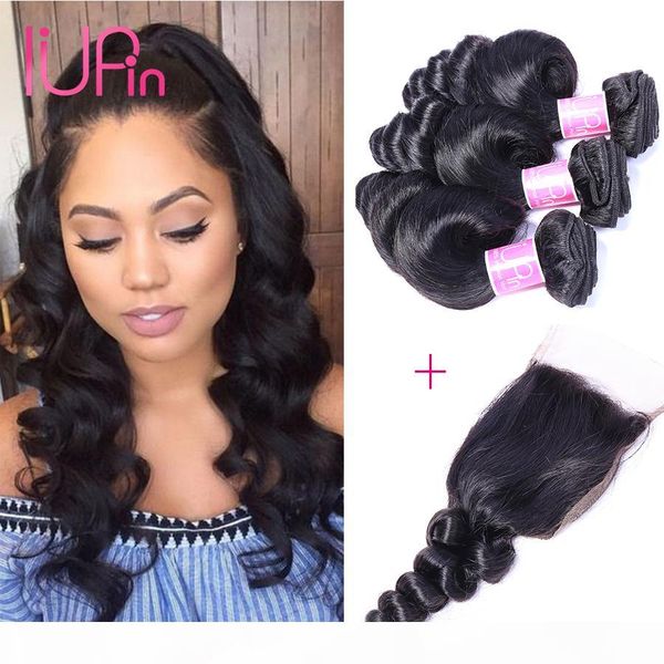 

wholesale iupin hair loose wave peruvian virgin human hair 3 bundles with closure peruvian loose wave human hair weaves closure, Black;brown