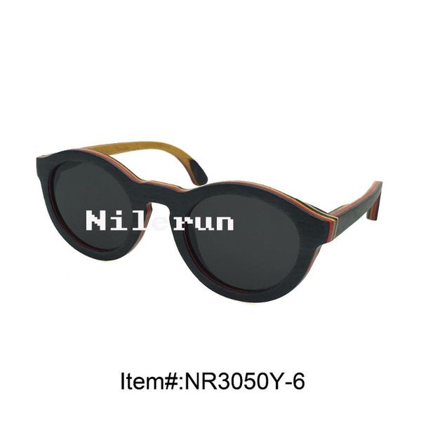 

cool round grey skateboard wooden sunglasses, White;black