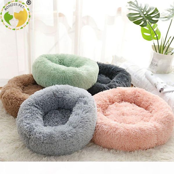 

bonzerpet dog bed long soft plush fur deep sleep dog cat washable house non-slip round cushion colorful pillow mat pet sofa