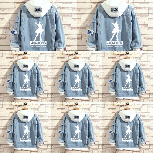 

jojo's wonderful adventure coat anime spring and autumn men and women's leisure coat coatvacation two chengtaro jeans coats bhqg3, Black