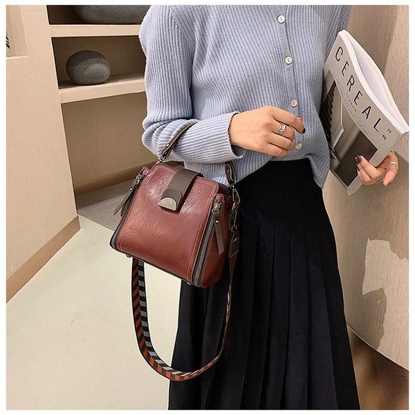 

bags new korean fashion ladies shoulder bag soft leather messenger handbag net red simple bucket bag women's leather